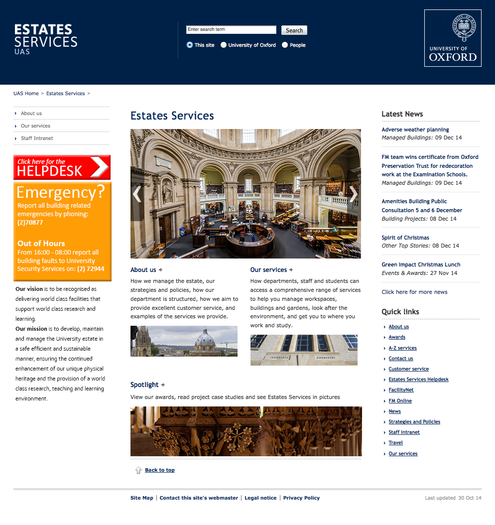 Oxford University - custom site manager templates